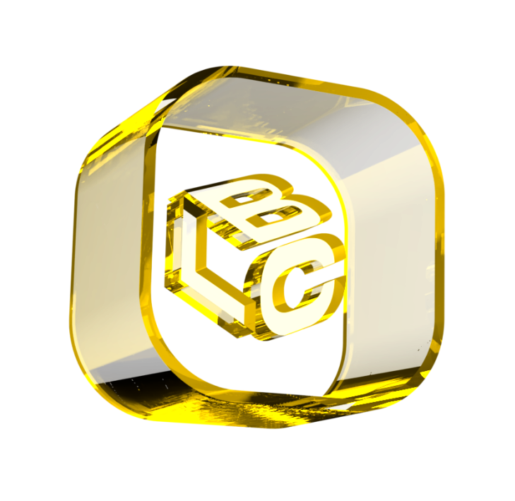 Logo LCbank em 3D dourado